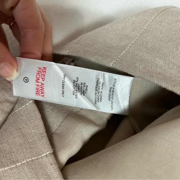 Jason Wu Wide Leg Linen Pants Womens 2 Beige High Rise Crop Braided Detail - Picture 7 of 12